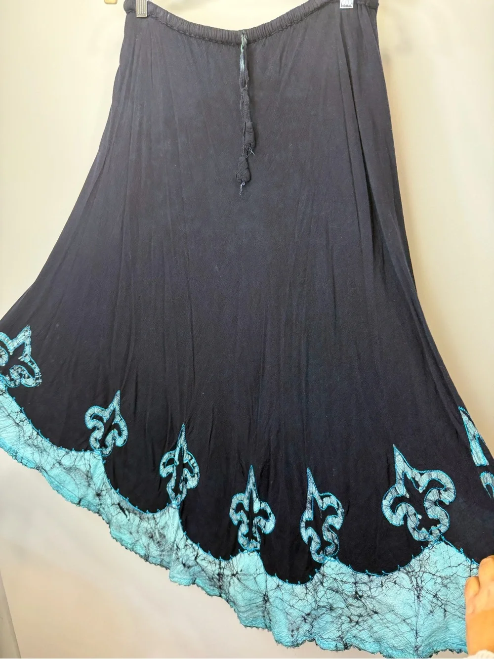 Navy Maxi Skirt with Turquoise Hem Accent